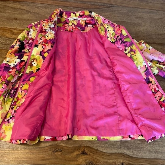 Draper & Damons Spring Abstract Floral Blazer‎ Yellows Pinks Greens sz M - Picture 3 of 9